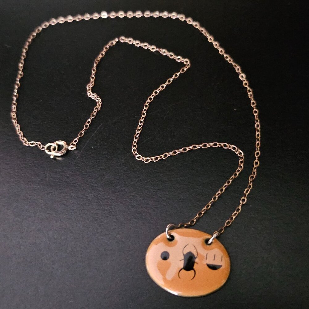 VINTAGE EGYPTIAN MOTIF HANDCRAFTED NECKLACE with NON-ADJUSTABLE GOLD-TONED CHAIN